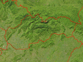 Slowakei Satellit + Grenzen 800x600